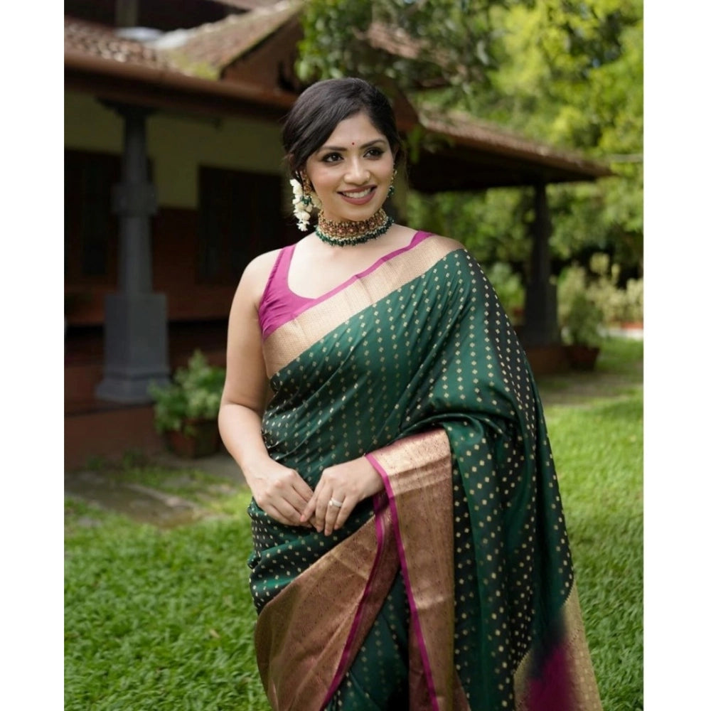 Women's Silk Printed Saree With Unstitched Blouse 5.5mtr (green) | Women Signature Collection