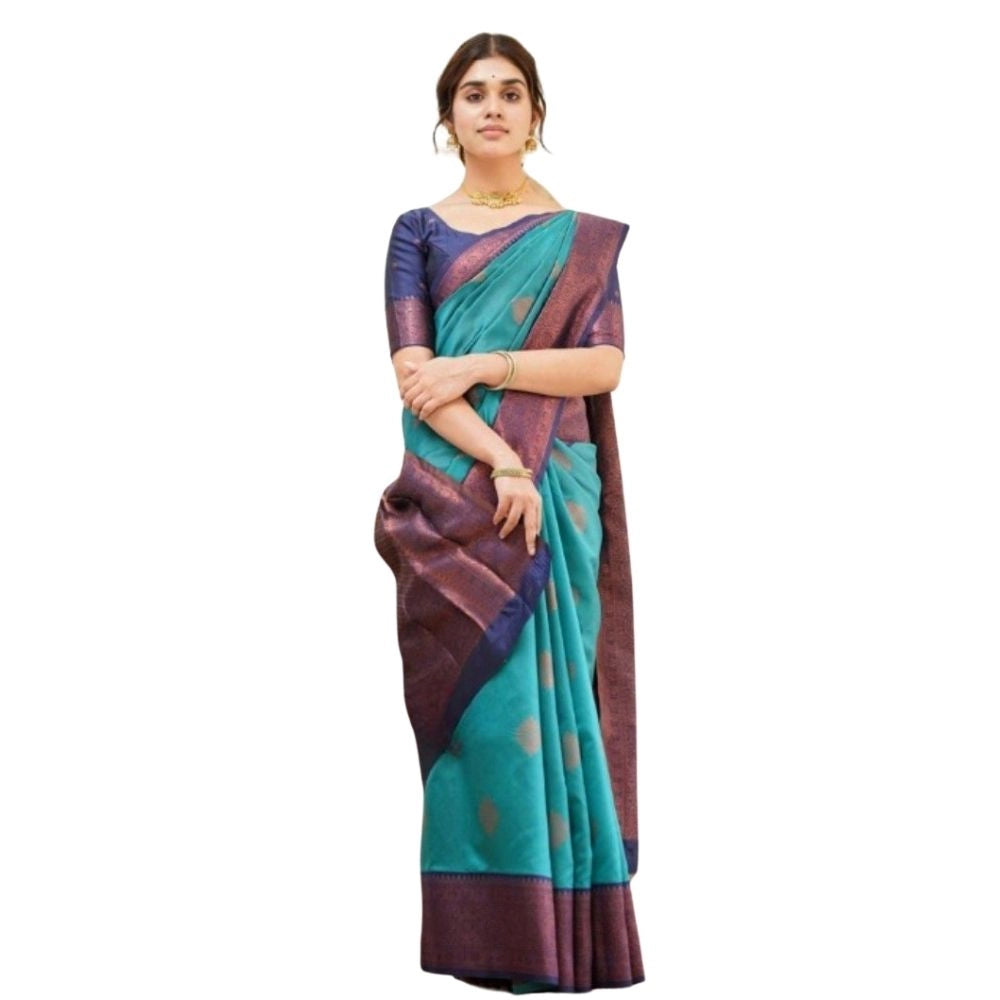 Women's Silk Printed Saree With Unstitched Blouse 5.5mtr (rama) | Women Signature Collection
