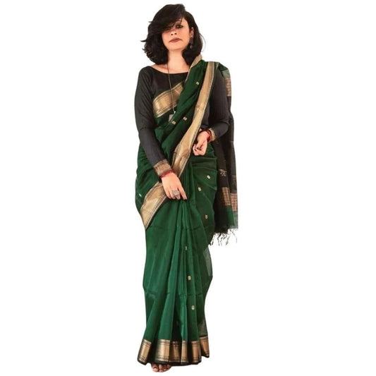 Forest Aster Silk Saree with Unstitched Blouse 5.5 m