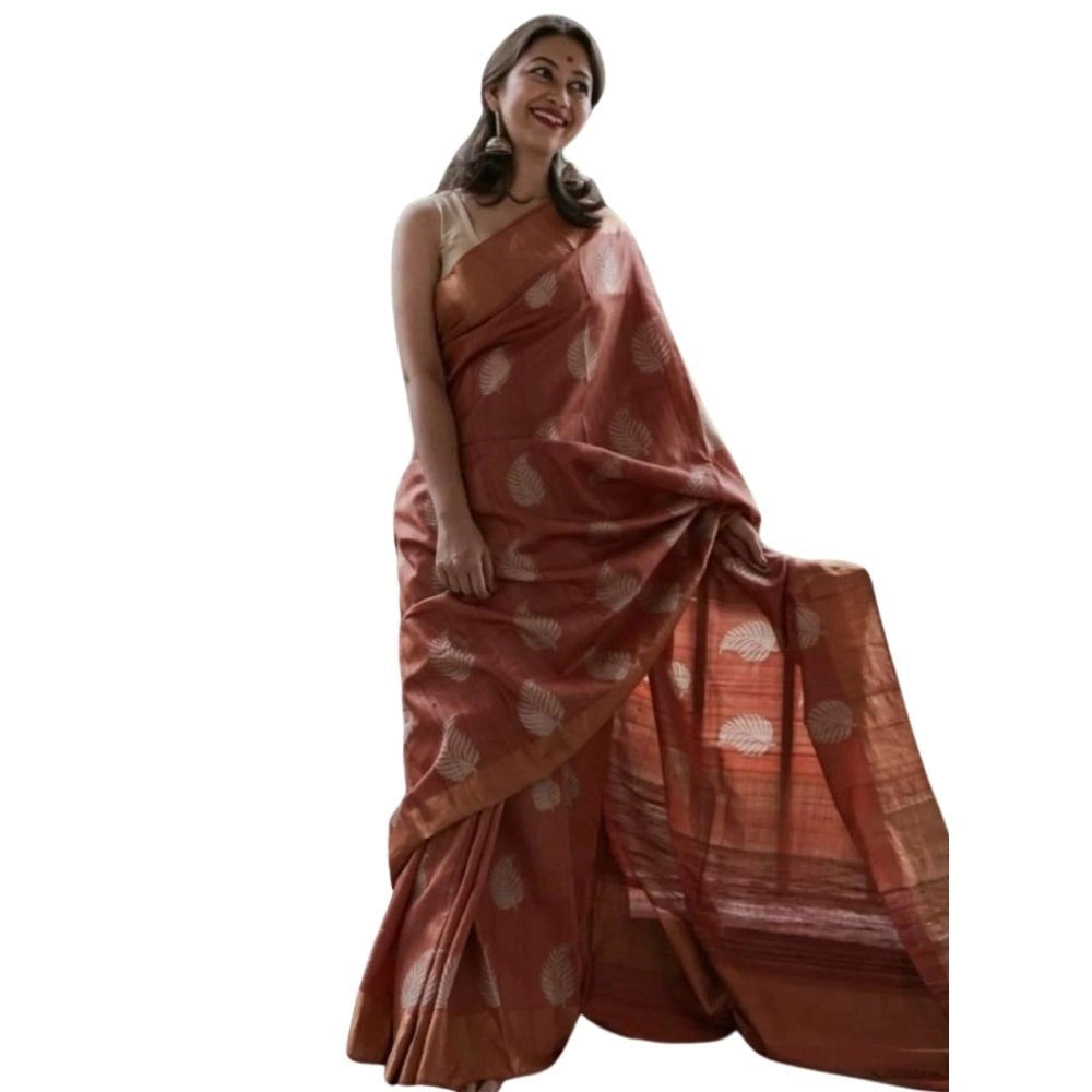 Women's Silk Printed Saree With Unstitched Blouse 5.5mtr (maroon) | Women Signature Collection