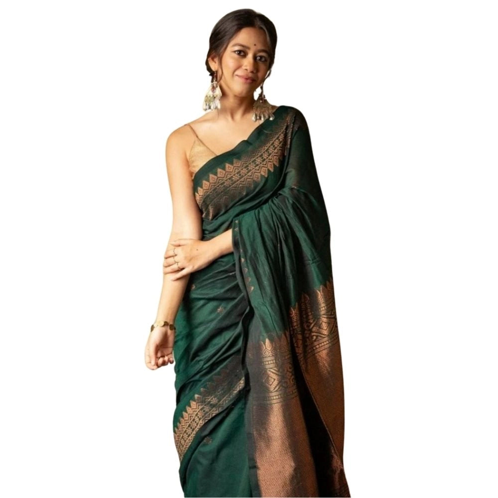 Women's Silk Printed Saree With Unstitched Blouse 5.5mtr (green) | Women Signature Collection