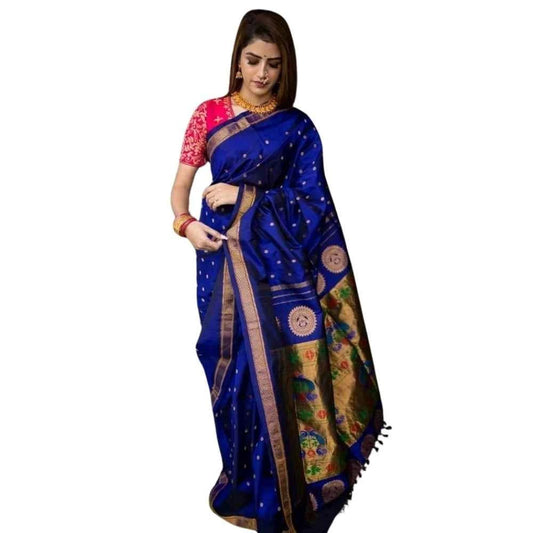 Azure Gia Silk Saree with Unstitched Blouse 5.5 m