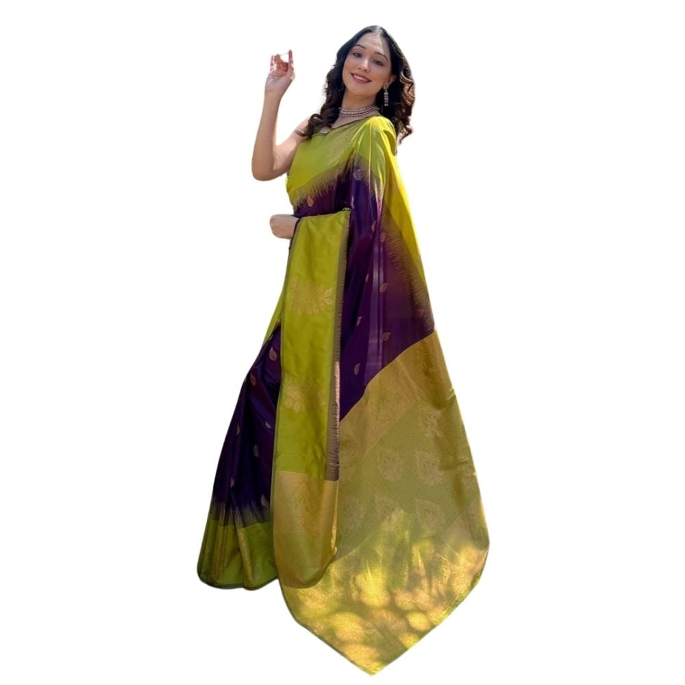 Women's Silk Printed Saree With Unstitched Blouse 5.5mtr (wine) | Women Signature Collection