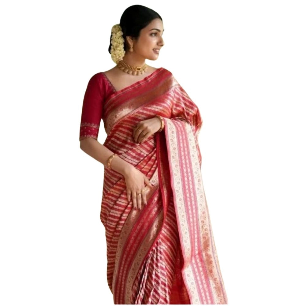 Women's Silk Printed Saree With Unstitched Blouse 5.5mtr (pink) | Women Signature Collection
