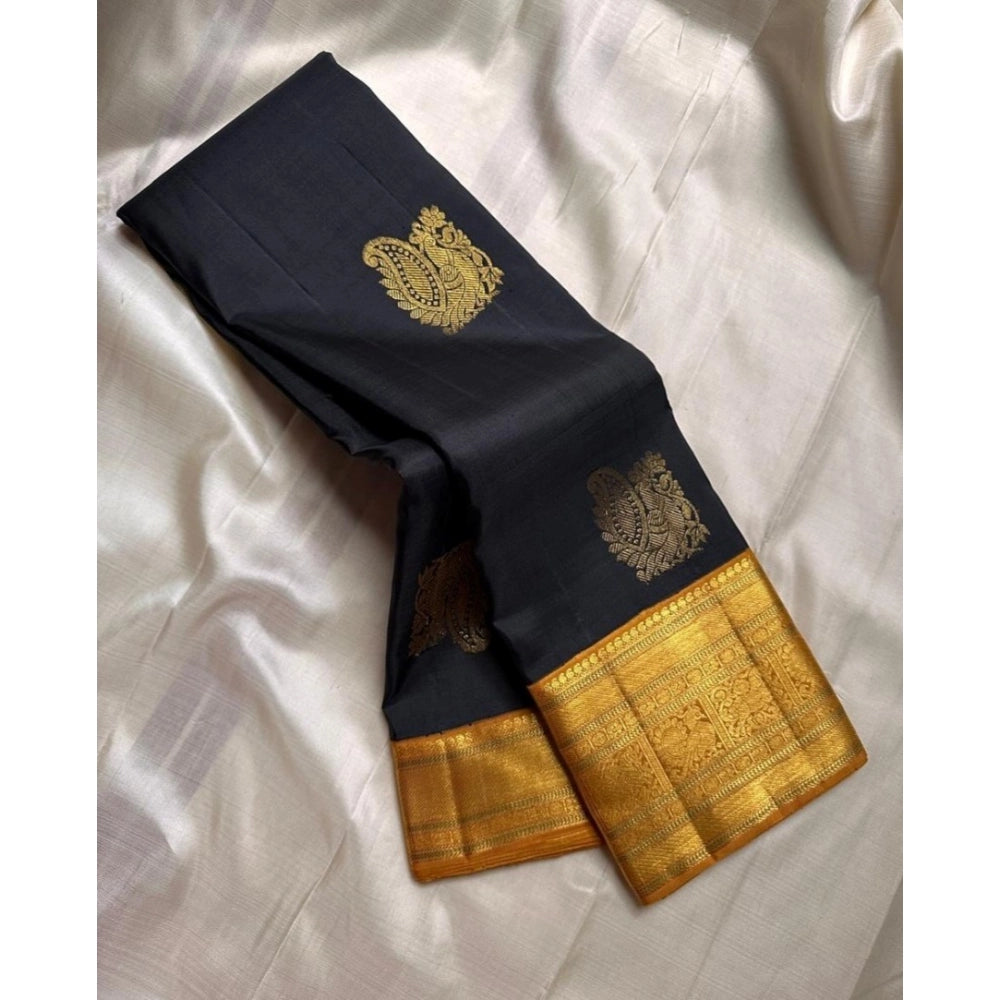 Women's Silk Printed Saree With Unstitched Blouse 5.5mtr (black) | Women Signature Collection