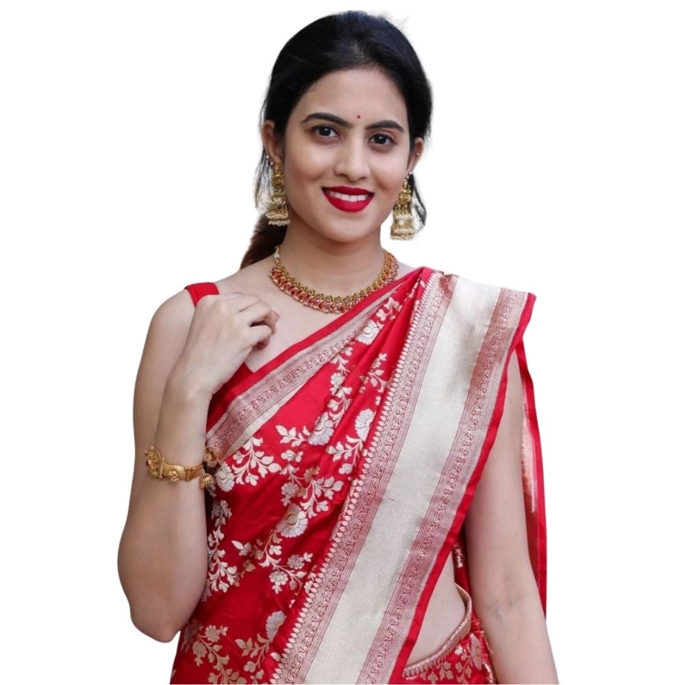 Women's Silk Printed Saree With Unstitched Blouse 5.5mtr (white) | Women Signature Collection