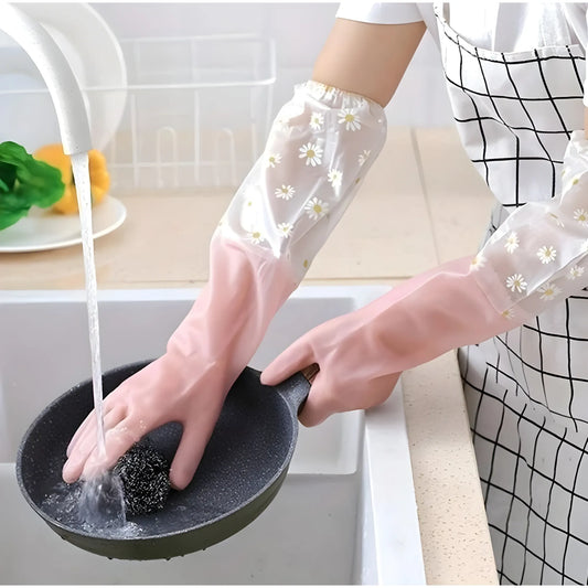 PVC Transperant Full Gloves (Peach)