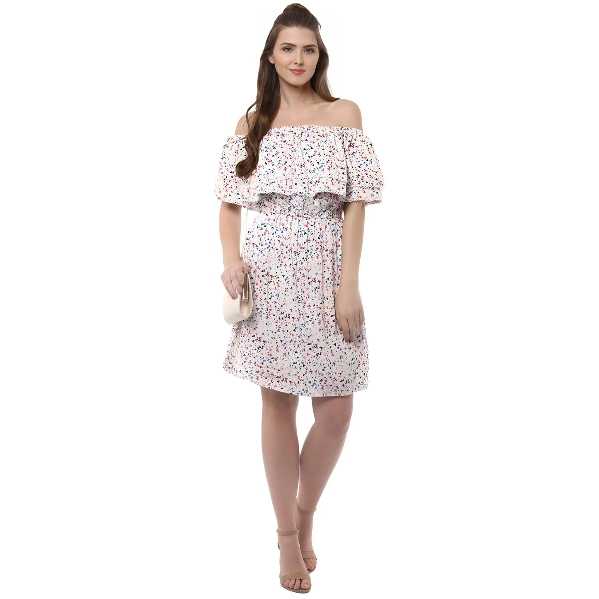 Women's Rayon Floral Half Sleeve Above Knee Dress (multicolor) | Women Signature Collection