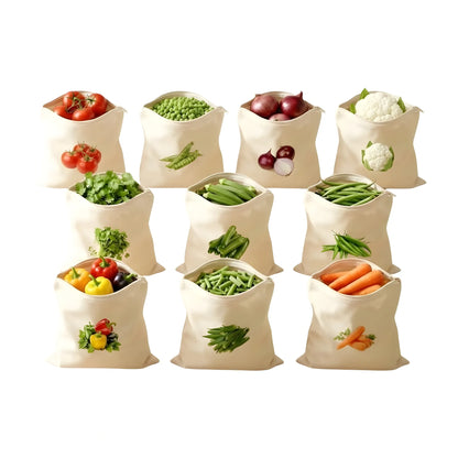 Sand Essential Cotton Vegetable Bag Size 12*12 - 10 Pieces Set