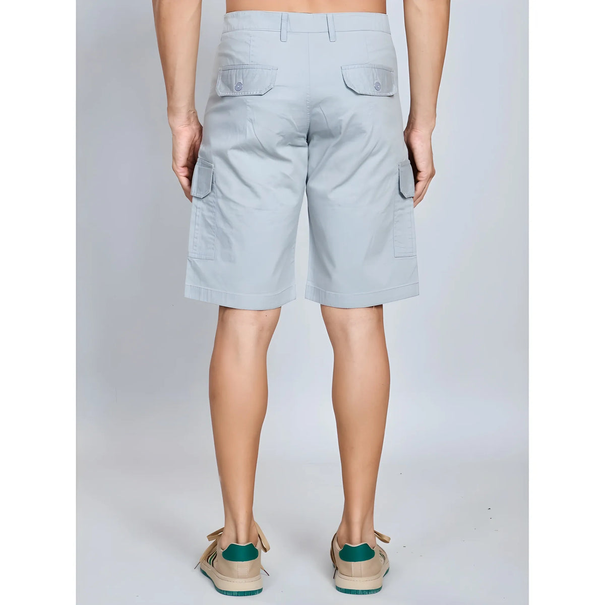 Men's Casual Cotton Solid Knee Length Cargo Shorts (grey) | Men Signature Collection
