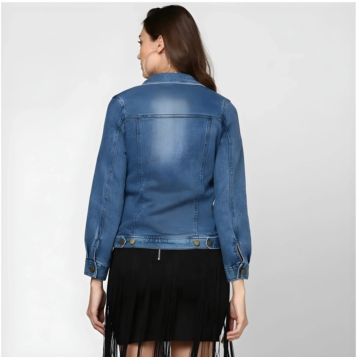 Women's Denim Washed Long Sleeves Jacket (blue) | Women Signature Collection