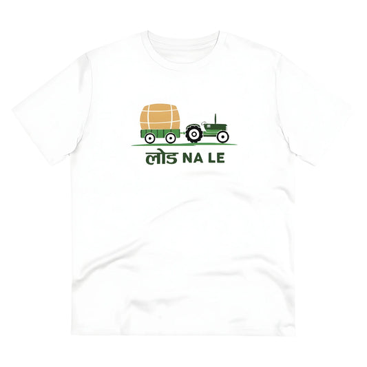 Men's PC Cotton Load Na Lee Printed T Shirt (Color: White, Thread Count: 180GSM)