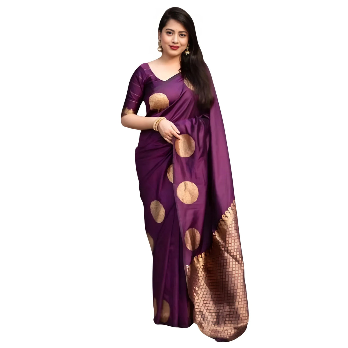 Women's Silk Printed Saree With Unstitched Blouse 5.5mtr (wine) | Women Signature Collection
