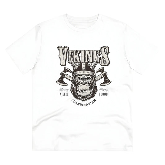 Men's PC Cotton Gorila Desing Printed T Shirt (Color: White, Thread Count: 180GSM)