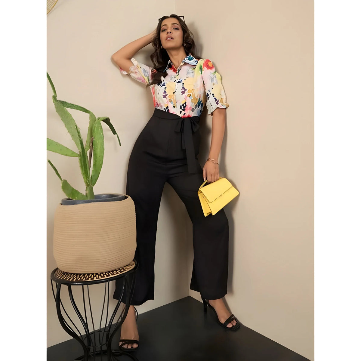 Women's Polyester Floral Half Sleeves Jumpsuit (multicolor) | Women Signature Collection