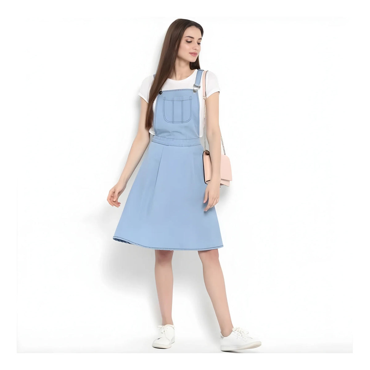 Women's Denim Solid Sleeveless Above Knee Dress (blue) | Women Signature Collection