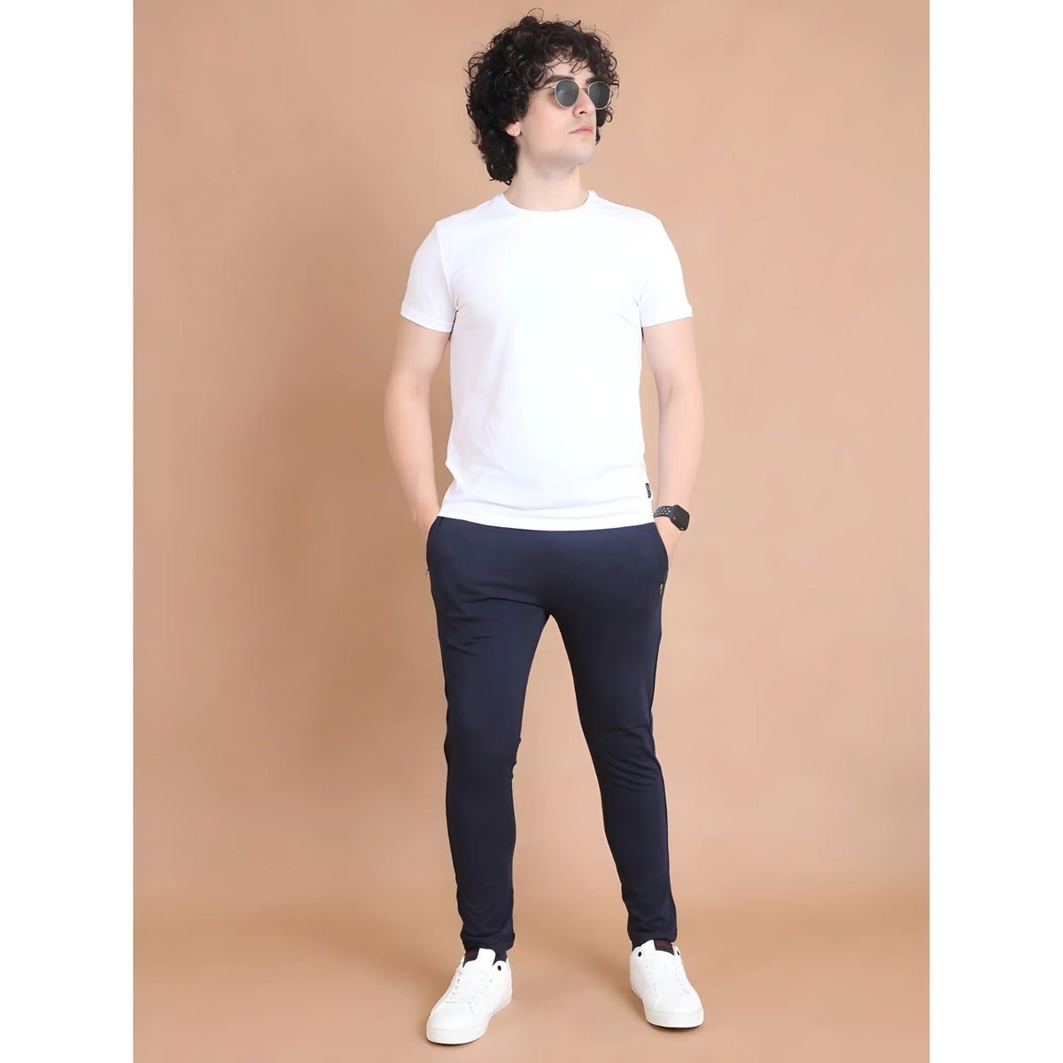 Men's Casual Cotton Striped Full Length Track Pant (navy) | Men Signature Collection