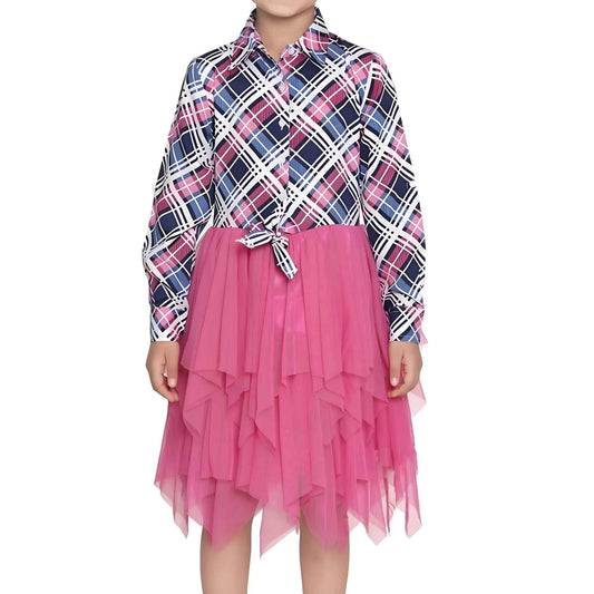 Blush Naomi Polyester Crepe Lace Inserts Long-Sleeve Dress