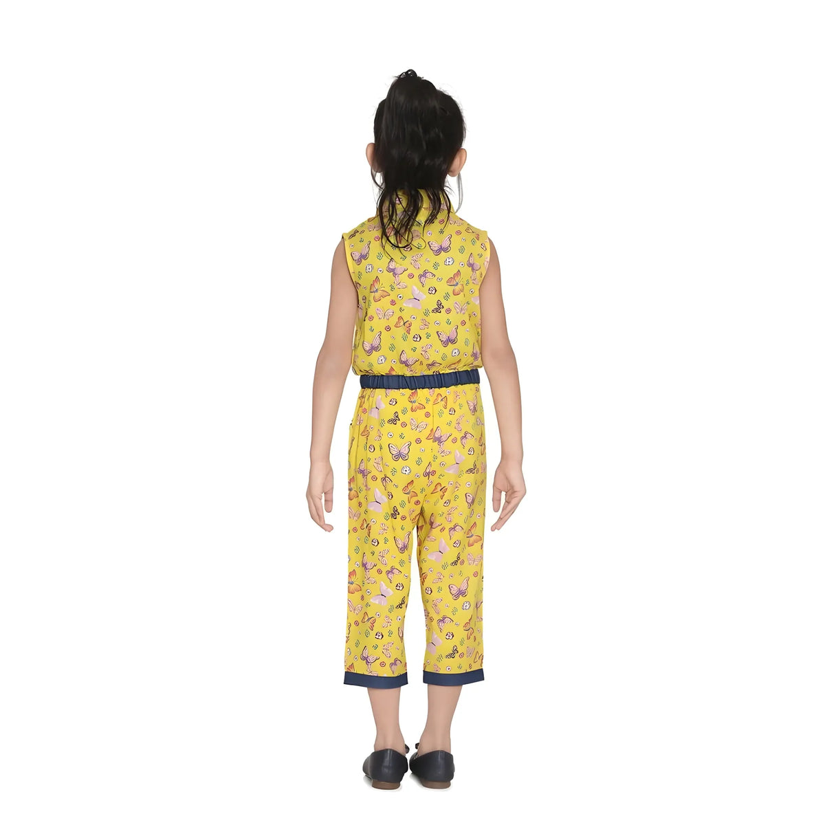 Girl's Cotton Printed Sleeveless Jumpsuit (yellow) | Kids Signature Collection