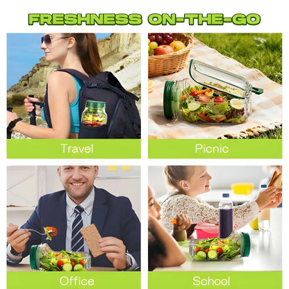 Jade Essential Plastic Salad Container With Dressing Cup
