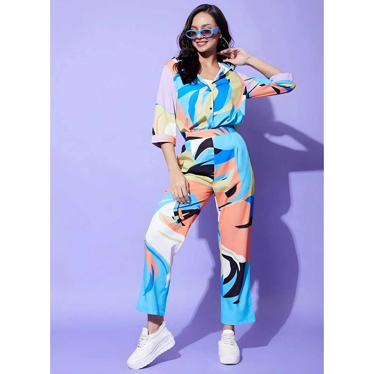 Women's Polyester Colour Blocking 3 4th Sleeve Co Ord Set (multicolor) | Women Signature Collection