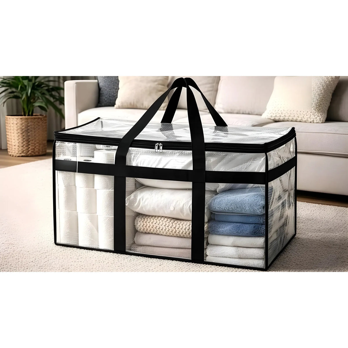Crystal Essential Acrylic Storage Bag with Zip & Handle