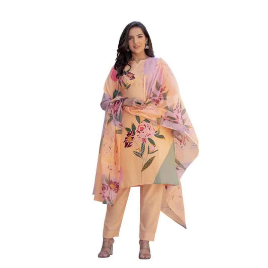 Coral Celeste Kurti with Pant Dupatta Set