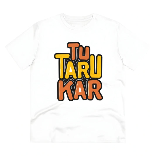 Men's PC Cotton Tu Taru Kar Printed T Shirt (Color: White, Thread Count: 180GSM)