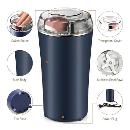 Crystal Essential Plastic-Stainless Steel Electric Coffee Bean Grinder