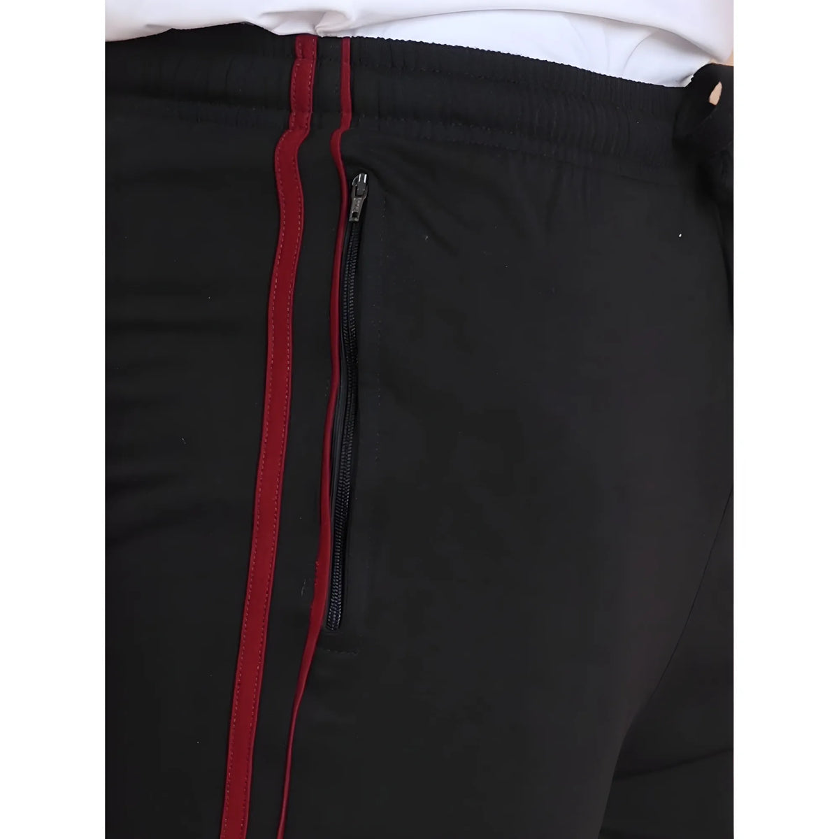 Men's Casual Cotton Striped Full Length Track Pant (black) | Men Signature Collection