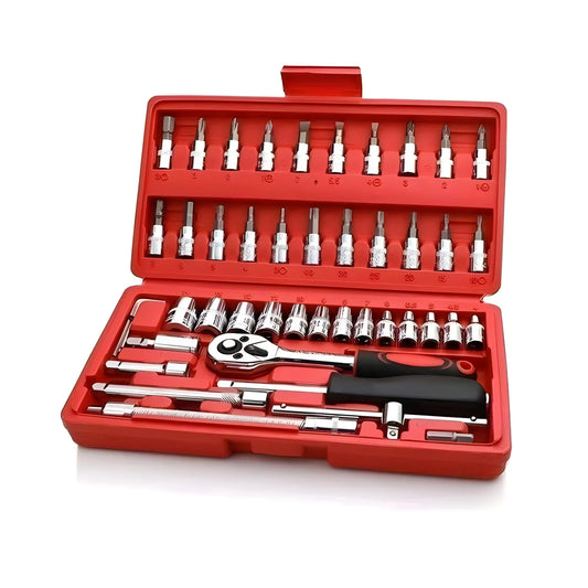 Steel 46-In-1 Tool Kit (Silver-Red)