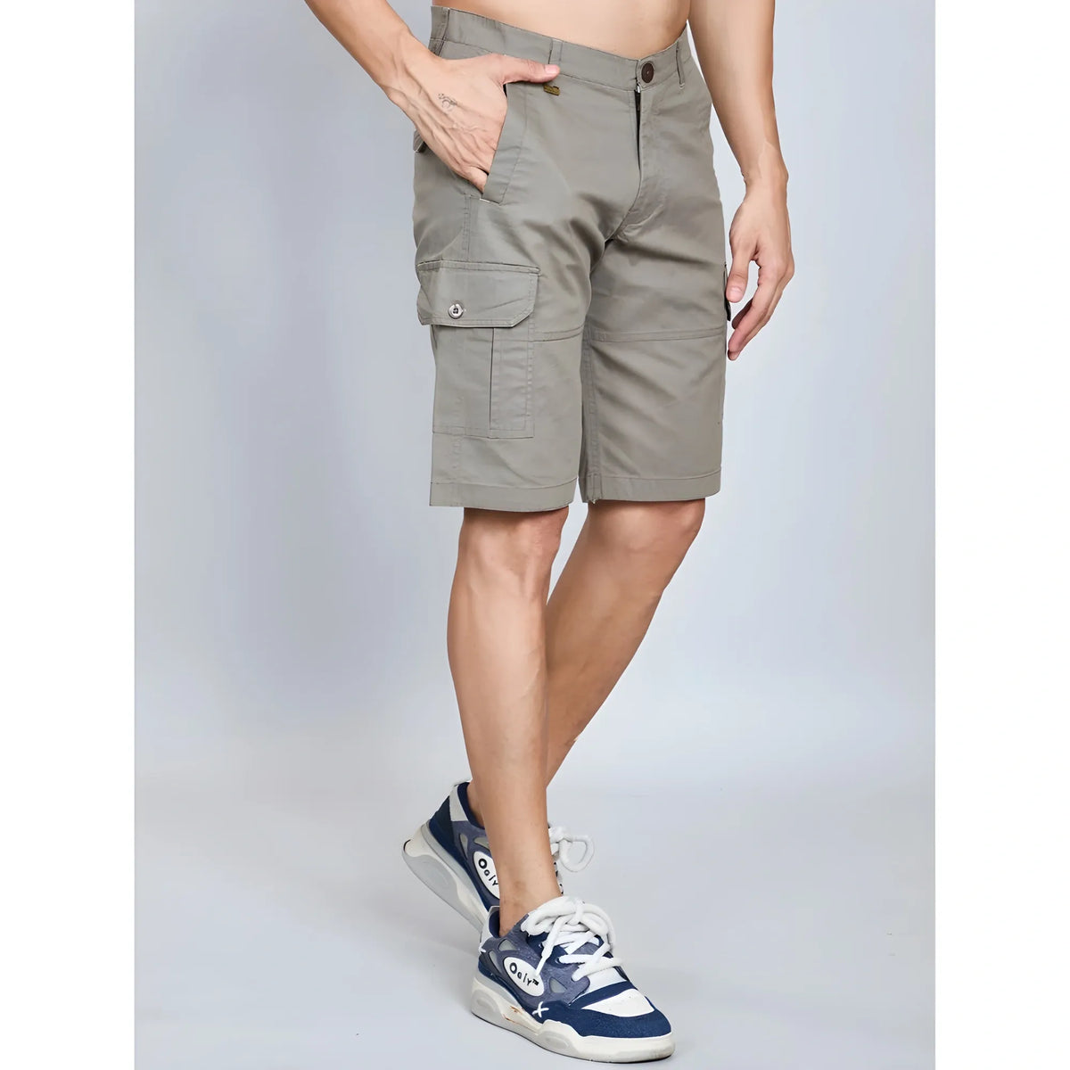 Men's Casual Cotton Solid Knee Length Cargo Shorts (darkgrey) | Men Signature Collection