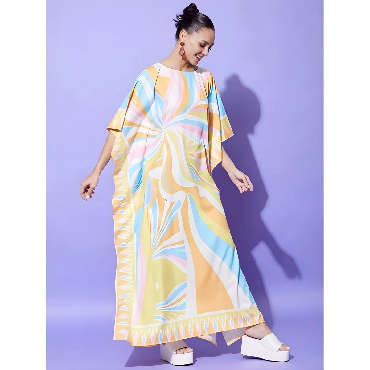 Women's Satin Colour Blocking Kaftan Dress (multicolor) | Women Signature Collection