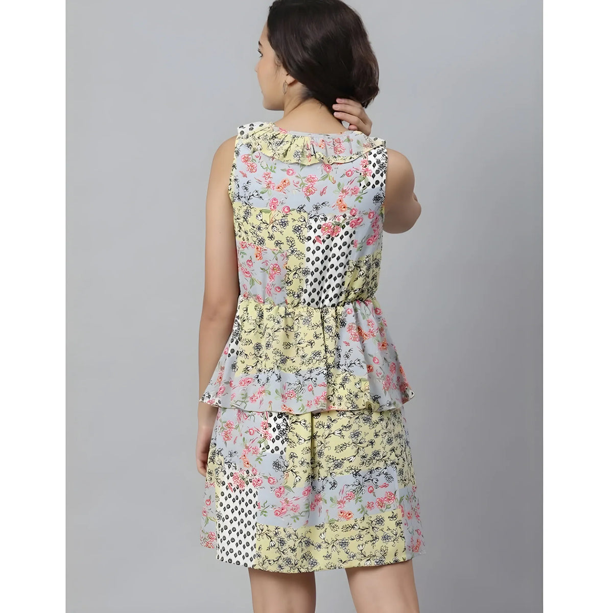 Women's Polyester Peplum Sleeveless Above Knee Dress (multicolor) | Women Signature Collection
