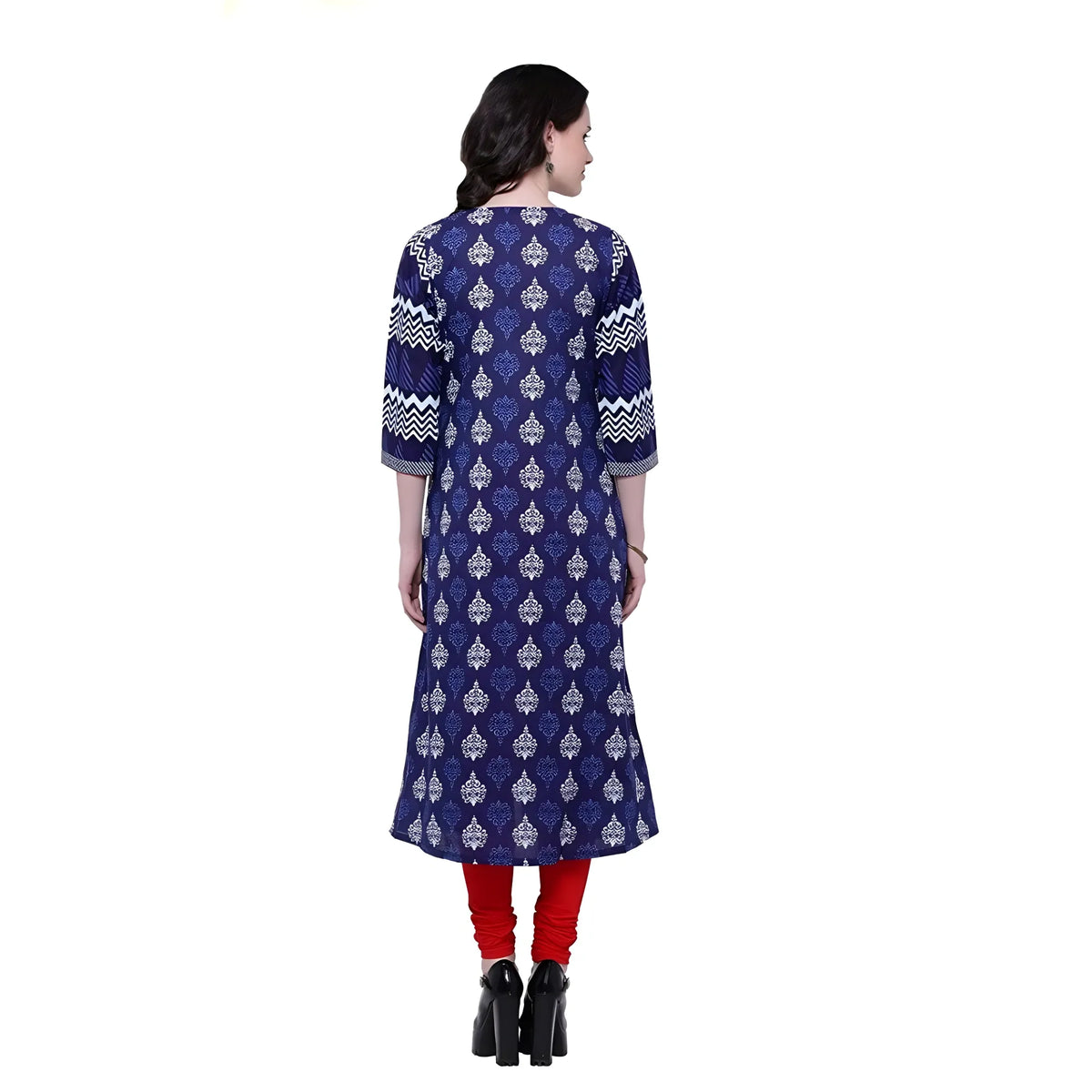Women's Cotton Printed Long Kurti (blue, Red, Cotton) | Women Signature Collection