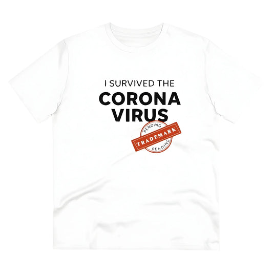 Men's PC Cotton I Survived Corona Virus Printed T Shirt (Color: White, Thread Count: 180GSM)