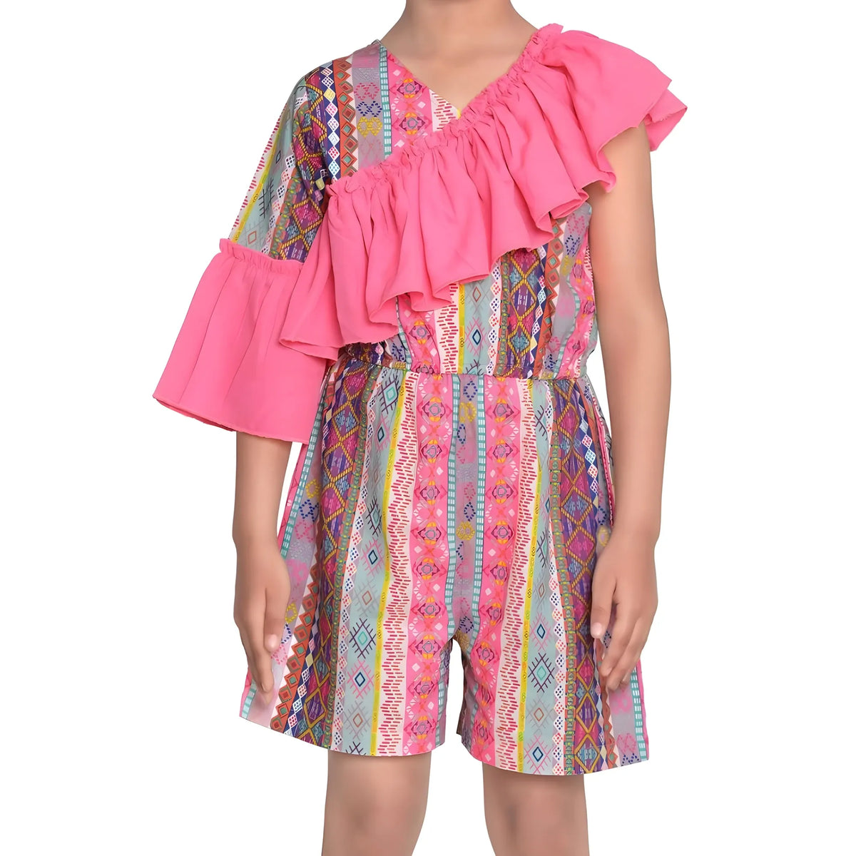 Girl's Cotton &amp; Polyester Printed 3/4th Sleeves Dress (pink) | Kids Signature Collection