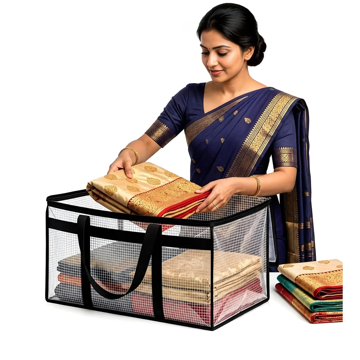 Crystal Essential Acrylic Storage Bag with Zip & Handle