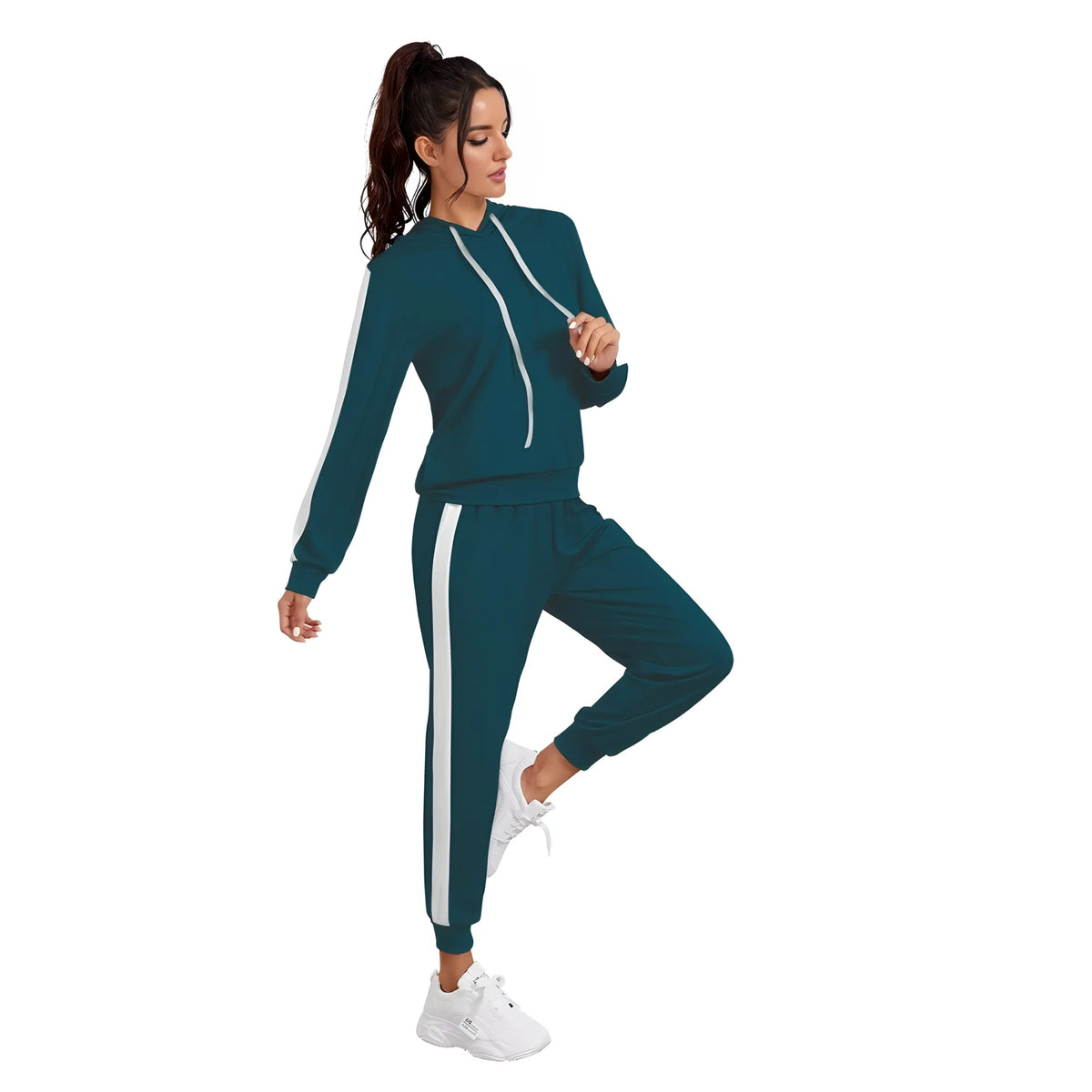 Women's Knitting Stretchable Solid Hooded Neck Full Sleeve Track Suit (morpich) | Women Signature Collection