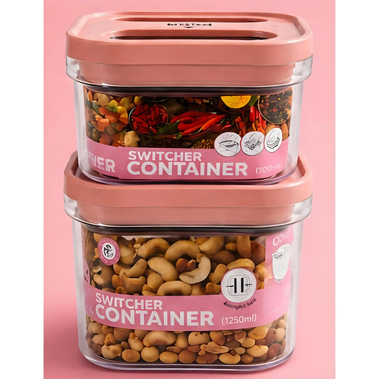Pack of 2 Switchers Airtight Storage Container Set 1250 ML (Pink)