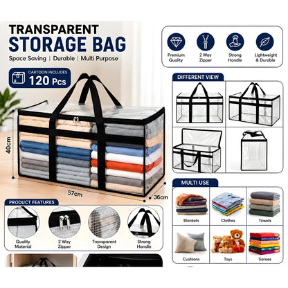 Crystal Essential Acrylic Storage Bag with Zip & Handle