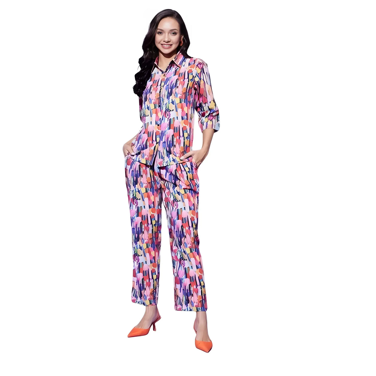Women's Polyester Floral 3 4th Sleeve Co Ord Set (multicolor) | Women Signature Collection