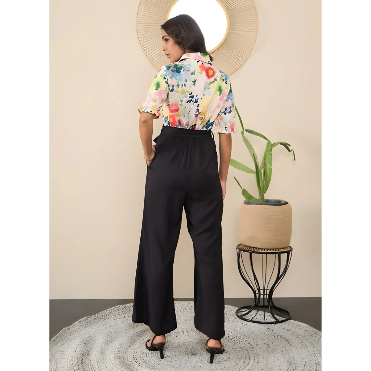 Women's Polyester Floral Half Sleeves Jumpsuit (multicolor) | Women Signature Collection