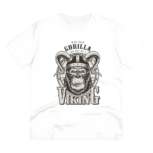 Men's PC Cotton Gorila Desing Printed T Shirt (Color: White, Thread Count: 180GSM)