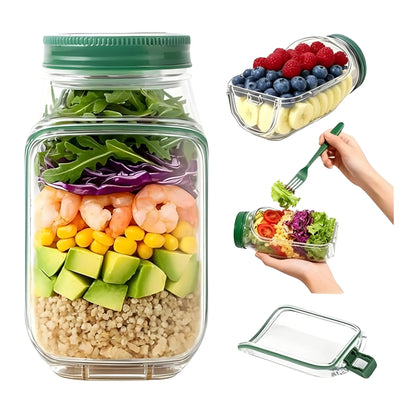 Jade Essential Plastic Salad Container With Dressing Cup