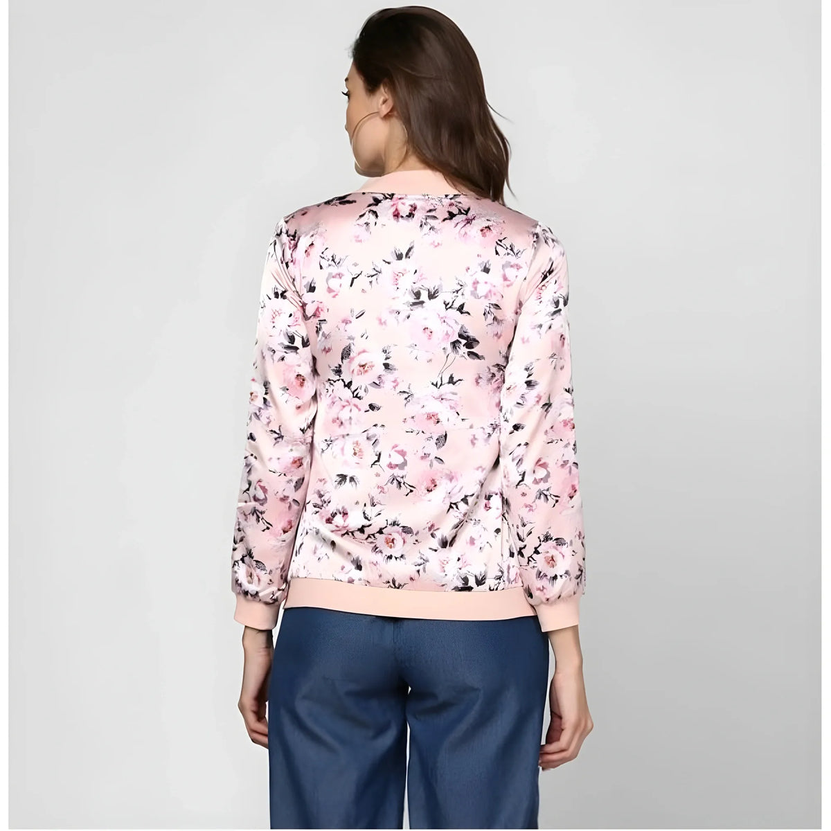 Women's Satin Floral 3/4th Sleeve Jacket (light Pink) | Women Signature Collection