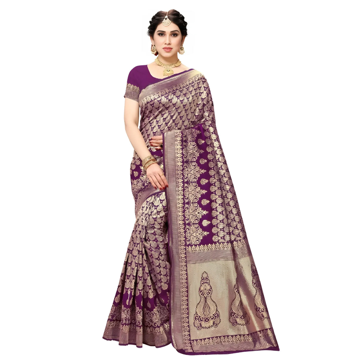 Women's Jacquard Silk Kanjivaram Jacquard Silk Saree With Blouse (jamli, 5 6 Mtrs) | Women Signature Collection