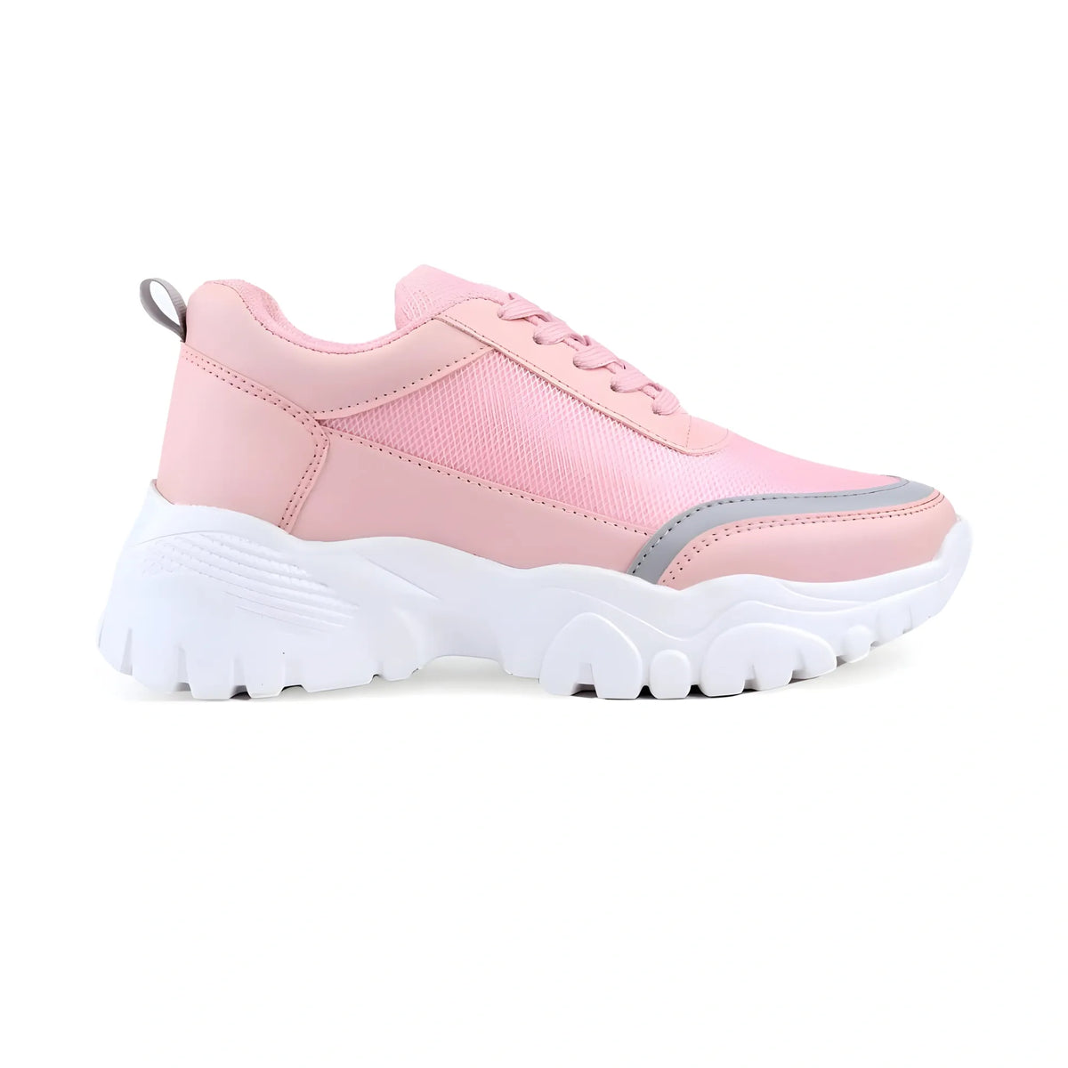 Women's Casual Mesh Printed Lace-Ups Shoes (Pink)