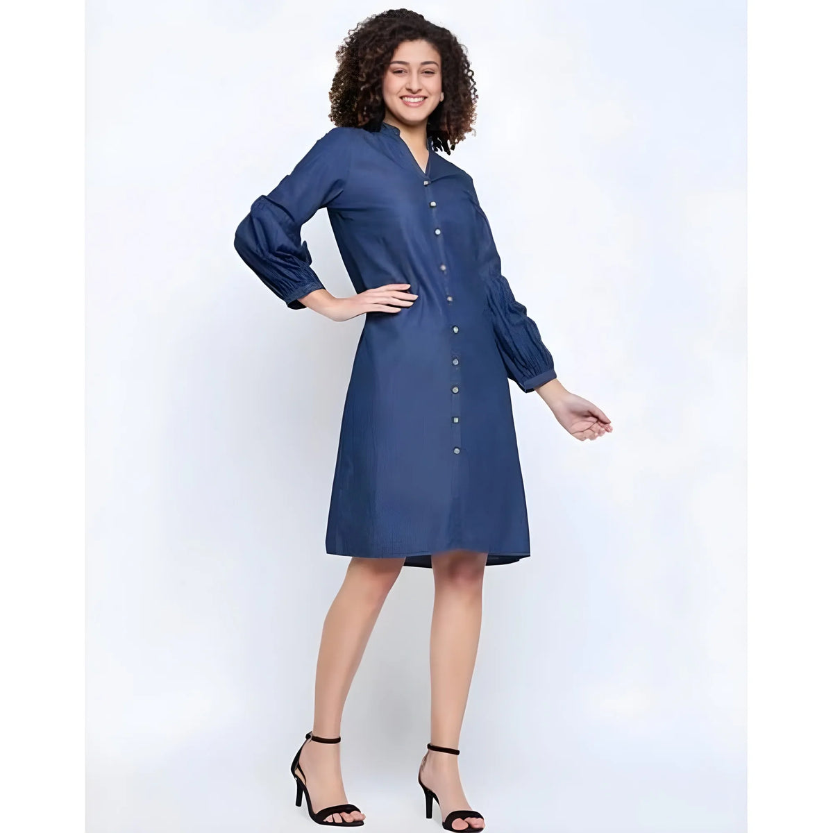 Women's Casual Denim Full Sleeve Dress (blue) | Women Signature Collection