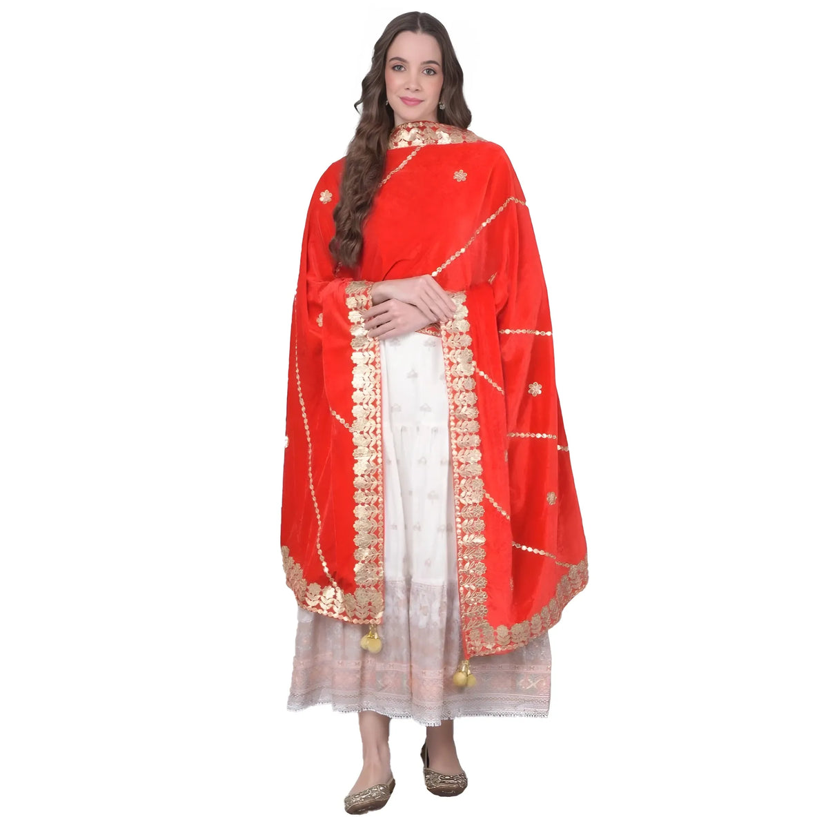Women's Velvet Gotta Patti Dupatta (red, Length: 2.25 To 2.50 Mtr) | Women Signature Collection